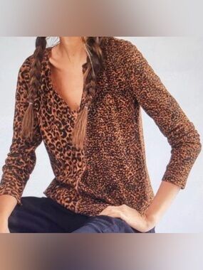 Anthropologie Pilcro Leopard Print Top - Brown/Black